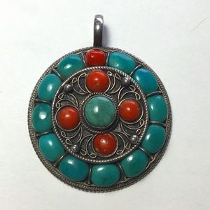 Turquoise and sterling silver pendant